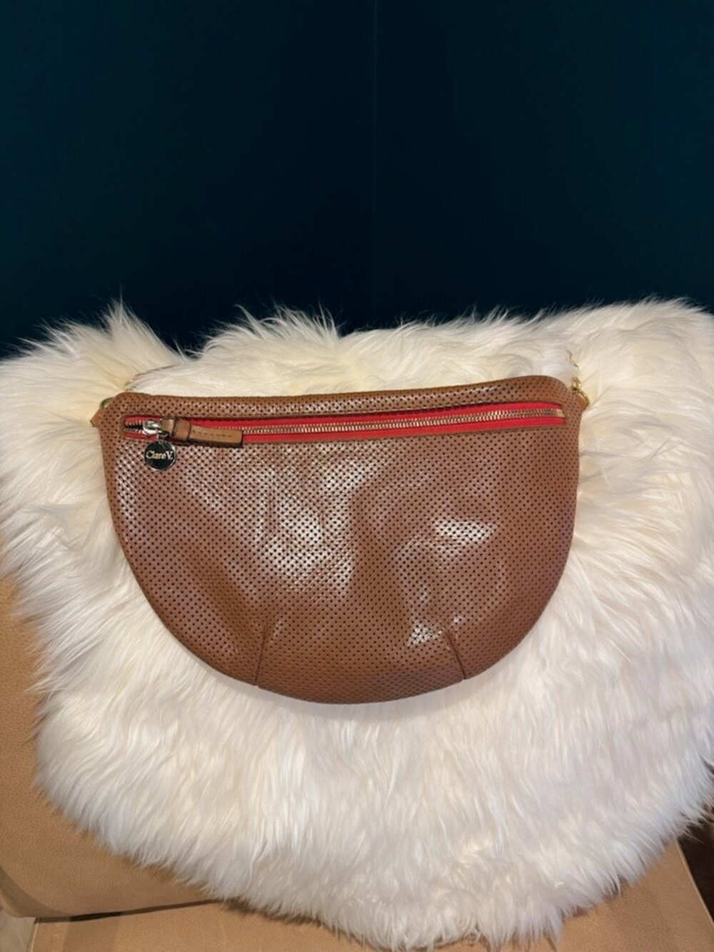 Clare V. Petite Fanny Bag – Tan Perforated Leather